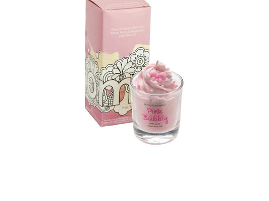 Pink Bubbly Hand-Piped Soy Blend Candle by Bomb Cosmetics